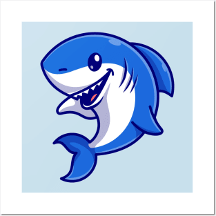 Cute Shark Fish Cartoon Posters and Art